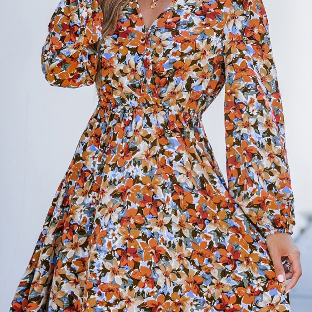 Floral peasant Long Sleeve Dress Nw/o tags